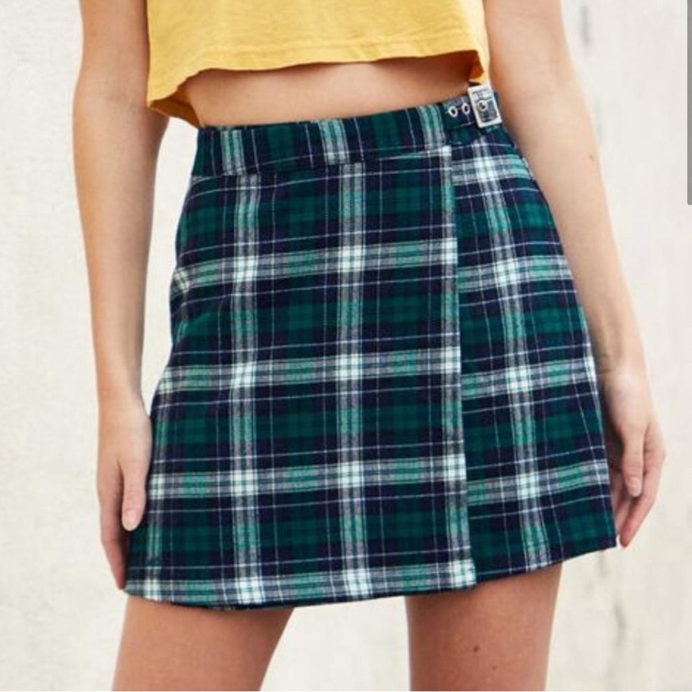 John Galt Brandy Melville Green Plaid Skirt